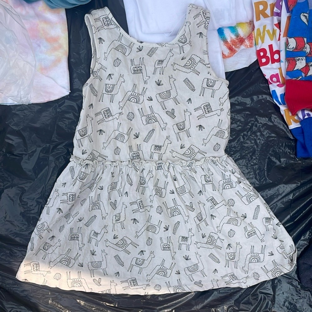 GAP Kids Casual Dress in White with Black Print